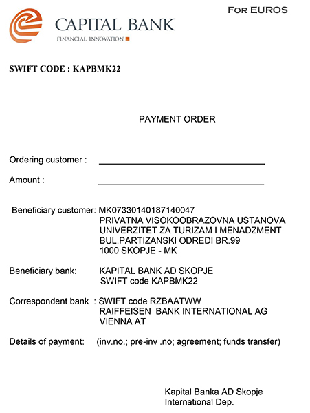 Payment order EUR za UTMS preku RZB